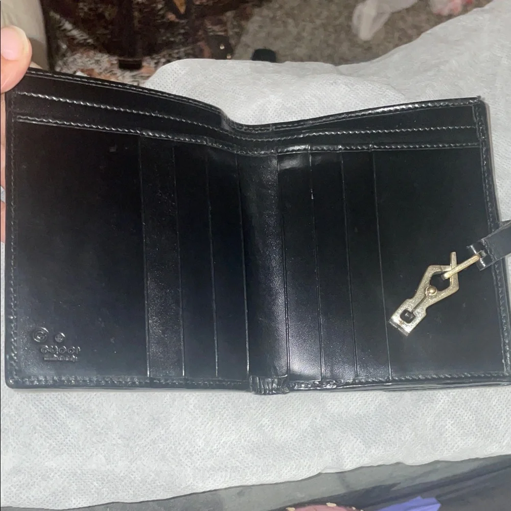 Gucci Black Wallet with Gold Accent EUC - Picture 4 of 11